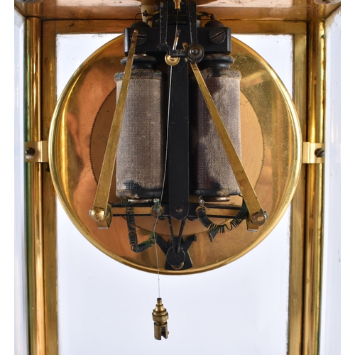 595 - AN ANTIQUE FRENCH FOUR GLASS REGULATOR ELECTRIC CLOCK. 32 cm x 18 cm.