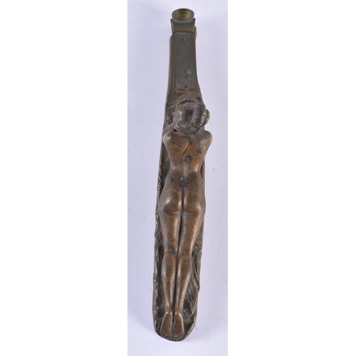 613 - AN ART DECO AUSTRIAN FRENCH EROTIC BRONZE CHEROOT CUTTER. 22 cm long.