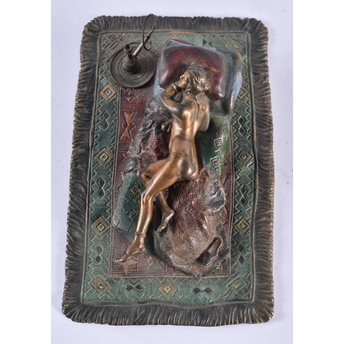 619 - AN AUSTRIAN COLD PAINTED BRONZE EROTIC SLEEPING FEMALE FIGURE. 15 cm x 9 cm.