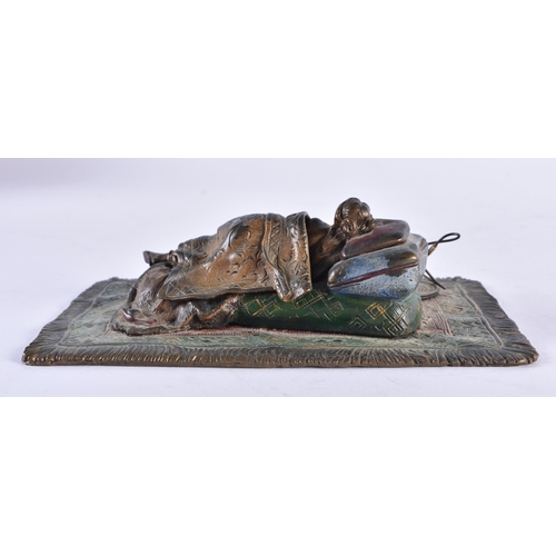 619 - AN AUSTRIAN COLD PAINTED BRONZE EROTIC SLEEPING FEMALE FIGURE. 15 cm x 9 cm.