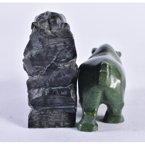 636 - TWO CARVED STONE ANIMALS. Largest 6.5 cm x 9.25 cm. (2)