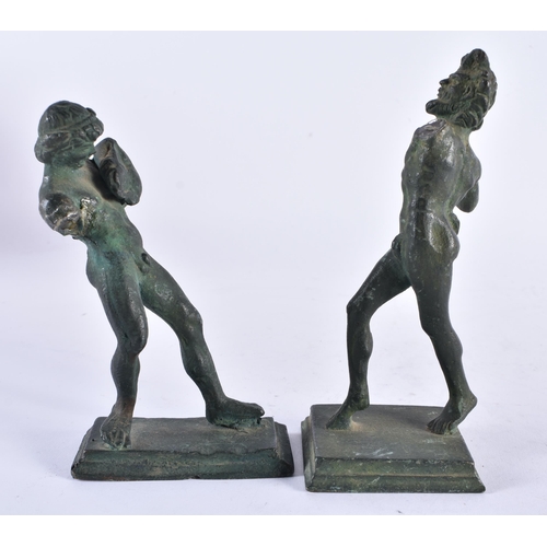 639 - A PAIR OF 19TH CENTURY EUROPEAN GRAND TOUR BRONZES. 15 cm high.