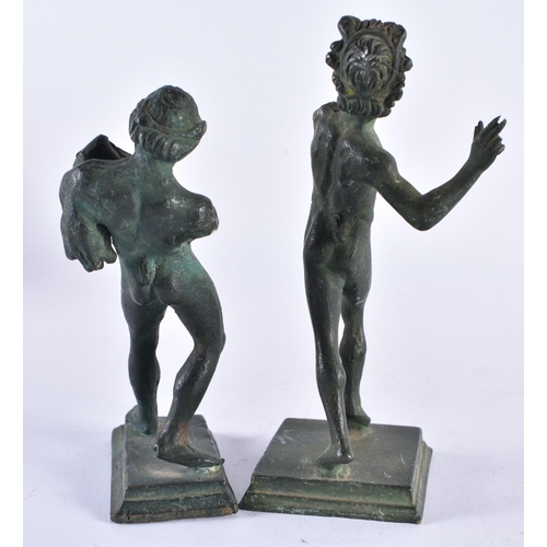 639 - A PAIR OF 19TH CENTURY EUROPEAN GRAND TOUR BRONZES. 15 cm high.