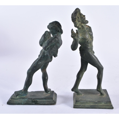 639 - A PAIR OF 19TH CENTURY EUROPEAN GRAND TOUR BRONZES. 15 cm high.