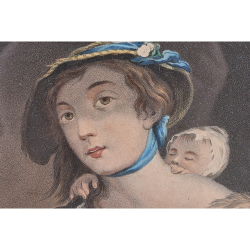 651 - A PAIR OF 19TH CENTURY ENGLISH HAND COLOURED ENGRAVINGS depicting portraits. 45 cm x 35 cm.