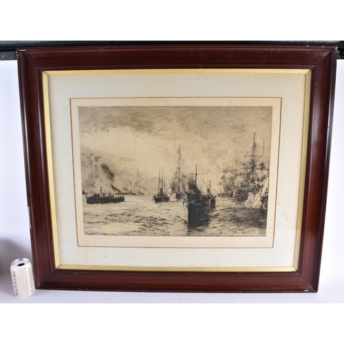 662 - William Wyllie (1851-1931) Very Large Etching, Maritime Scene. 95 cm x 77 cm.