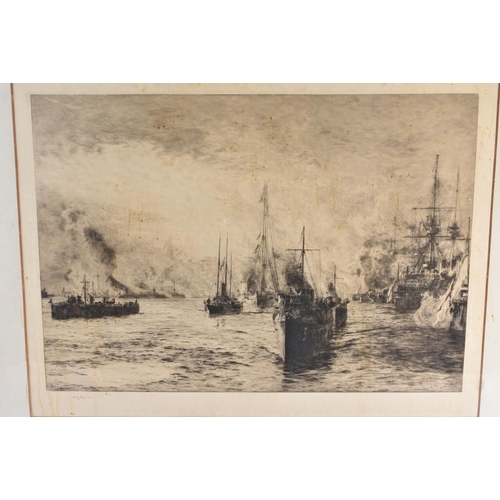 662 - William Wyllie (1851-1931) Very Large Etching, Maritime Scene. 95 cm x 77 cm.