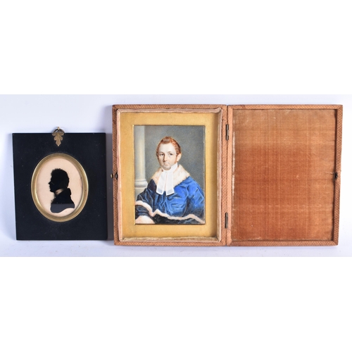 663 - English School (19th Century) Watercolour, together with a reverse painted silhouette. Largest 18 cm... 