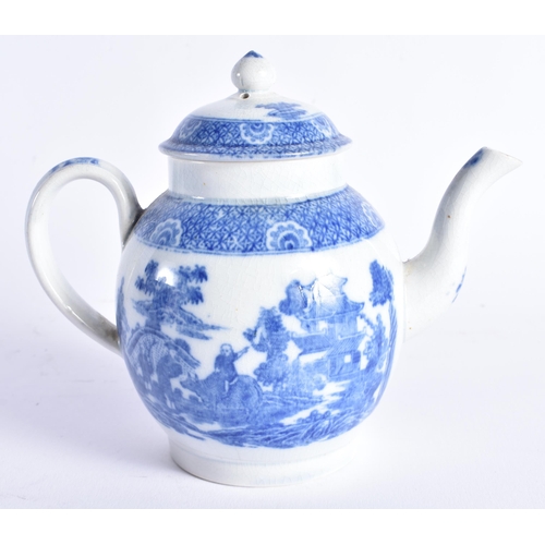 664 - AN EARLY 19TH CENTURY PEARLWARE TEAPOT AND COVER together with a Qianlong bowl & a carriage clock. L... 