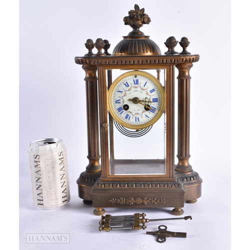 674 - AN ANTIQUE FRENCH REGUALTOR BRONZE CLOCK. 34 cm x 18 cm.