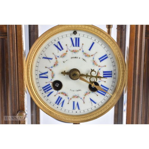 674 - AN ANTIQUE FRENCH REGUALTOR BRONZE CLOCK. 34 cm x 18 cm.