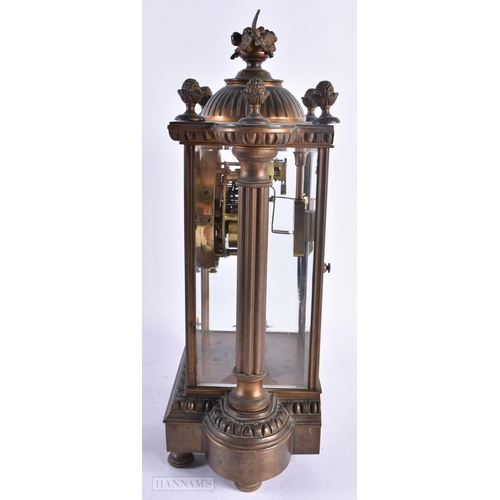 674 - AN ANTIQUE FRENCH REGUALTOR BRONZE CLOCK. 34 cm x 18 cm.