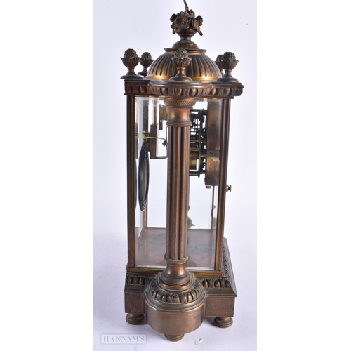 674 - AN ANTIQUE FRENCH REGUALTOR BRONZE CLOCK. 34 cm x 18 cm.