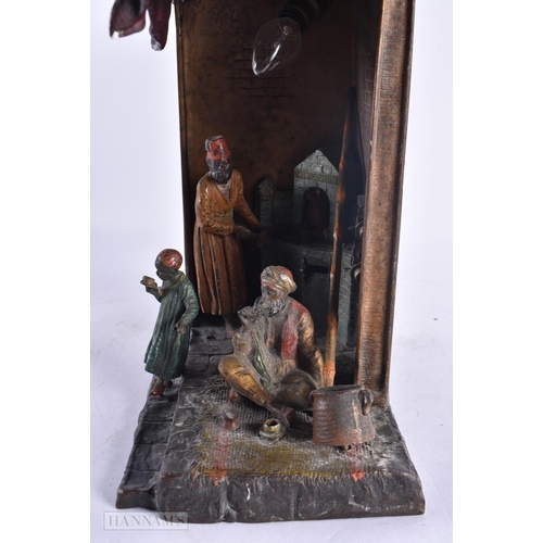 676 - A LARGE 19TH CENTURY AUSTRIAN COLD PAINTED BRONZE TENT modelled with figures to the interior. 30 cm ... 