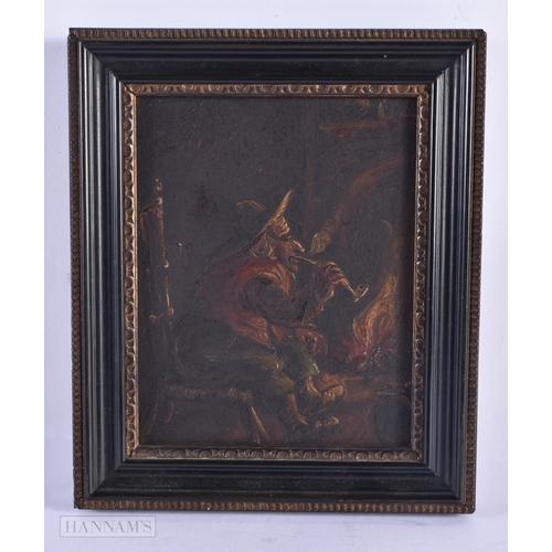 699 - AN 18TH/19TH CENTURY CONTINENTAL OIL ON BOARD PAINTING. 18 cm x 16 cm.