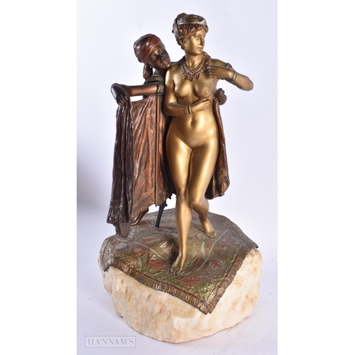 709 - A FINE AND RARE 19TH CENTURY AUSTRIAN COLD PAINTED BRONZE EROTIC FIGURE modelled as a nude female be... 