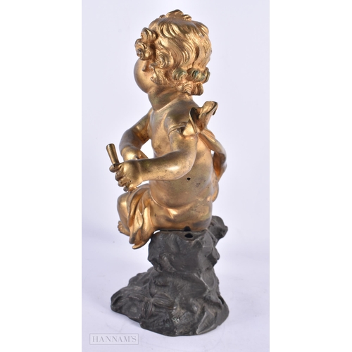 712 - A 19TH CENTURY FRENCH GILT BRONZE FIGURE OF A CHERUB. 31 cm high.