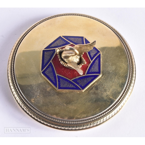 721 - A CONTINENTAL SILVER GILT AND ENAMEL CUT GLASS BOX AND COVER. 14 cm high.