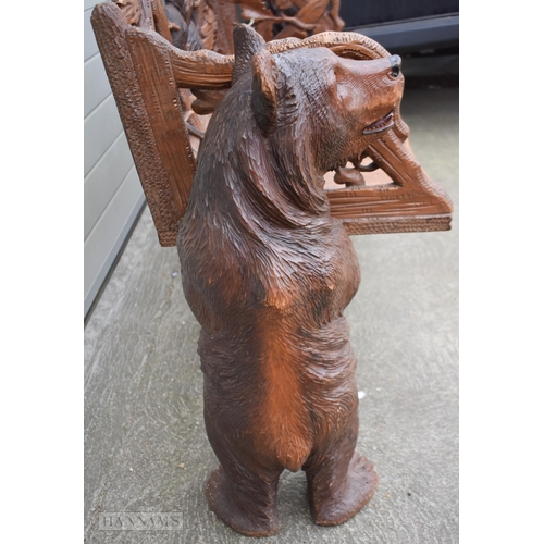 756 - A FINE 19TH CENTURY BAVARIAN CARVED LINDEN WOOD BLACK FOREST BEAR BENCH beautifully carved with bear... 