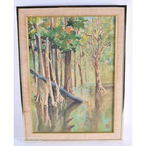 760 - Joao Eduardo Pinto (20th Century) Oil on board, Trees. 54 cm x 40 cm.