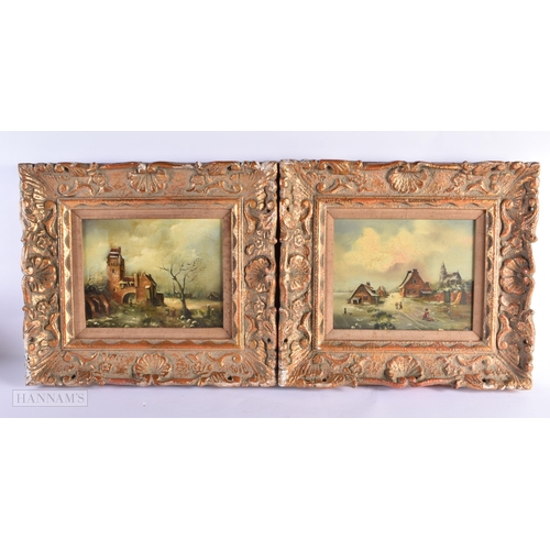 766 - Dutch School (C1900) Pair, Oil on board, Landscapes. 42 cm x 36 cm.