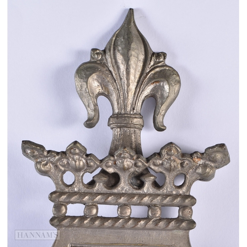 767 - A PAIR OF BRONZE ARMORIAL WALL SCONCES. 55 cm x 22 cm.