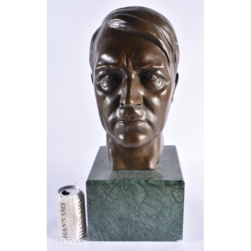 768 - A LARGE CONTINENTAL BRONZE BUST OF HITLER. 50 cm x 20 cm.