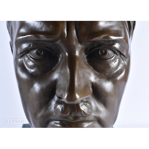 768 - A LARGE CONTINENTAL BRONZE BUST OF HITLER. 50 cm x 20 cm.