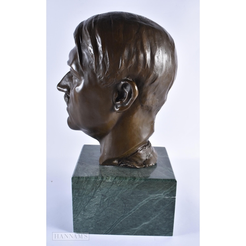 768 - A LARGE CONTINENTAL BRONZE BUST OF HITLER. 50 cm x 20 cm.