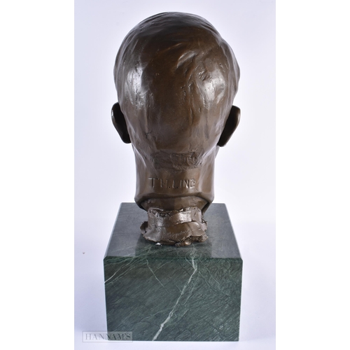 768 - A LARGE CONTINENTAL BRONZE BUST OF HITLER. 50 cm x 20 cm.