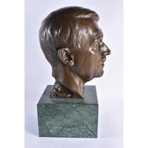 768 - A LARGE CONTINENTAL BRONZE BUST OF HITLER. 50 cm x 20 cm.