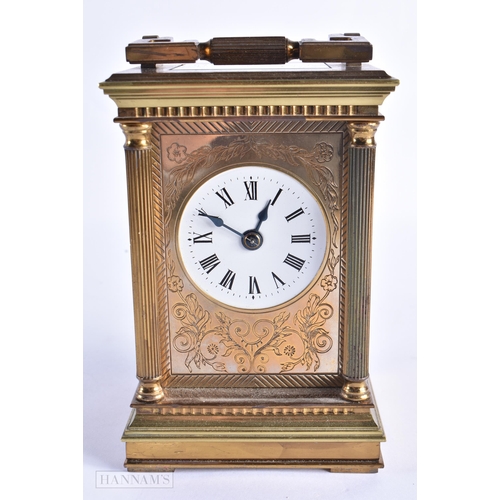 777 - A CHARLES FRODSHAM BRASS CARRIAGE CLOCK. 20 cm high inc handle.