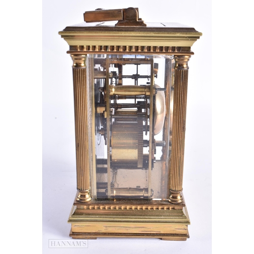 777 - A CHARLES FRODSHAM BRASS CARRIAGE CLOCK. 20 cm high inc handle.