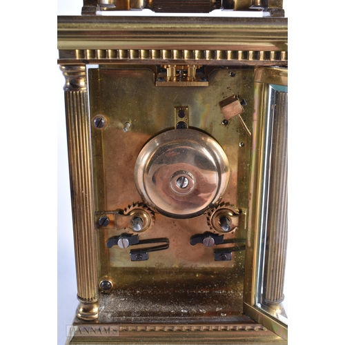 777 - A CHARLES FRODSHAM BRASS CARRIAGE CLOCK. 20 cm high inc handle.