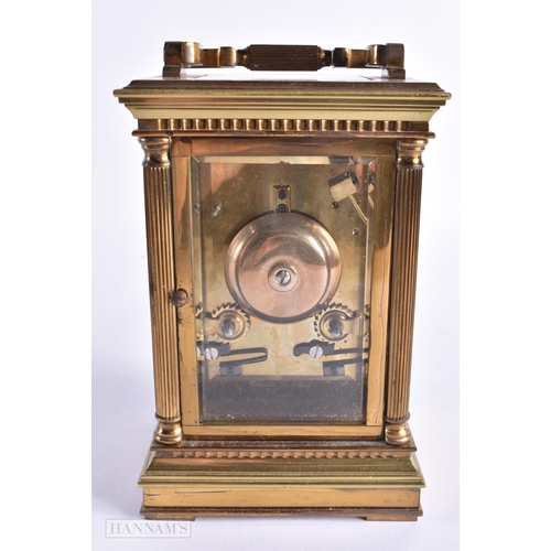 777 - A CHARLES FRODSHAM BRASS CARRIAGE CLOCK. 20 cm high inc handle.