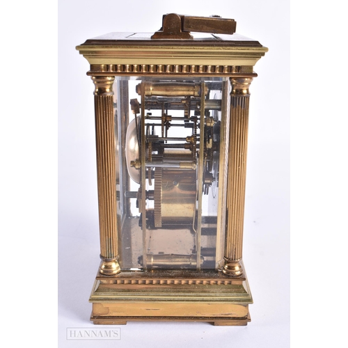 777 - A CHARLES FRODSHAM BRASS CARRIAGE CLOCK. 20 cm high inc handle.