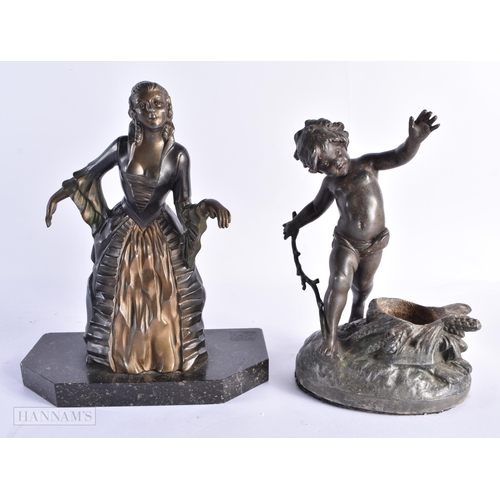 778 - TWO ANTIQUE SPELTER FIGURES. Largest 24 cm high. (2)