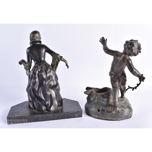 778 - TWO ANTIQUE SPELTER FIGURES. Largest 24 cm high. (2)