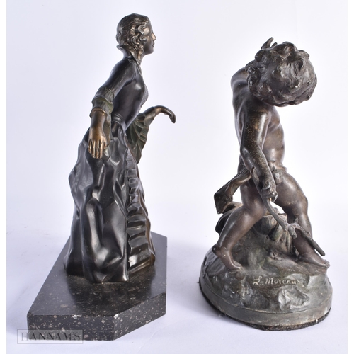 778 - TWO ANTIQUE SPELTER FIGURES. Largest 24 cm high. (2)