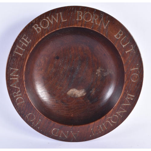 79 - AN EARLY 20TH CENTURY TREEN CARVED WOOD CIRCULAR BOWL together with a burr walnut Dunhill style ciga... 