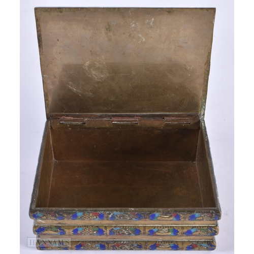 793 - AN ANTIQUE INDIAN BRONZE together with a Chinese enamelled brass box & an African tribal head rest. ... 