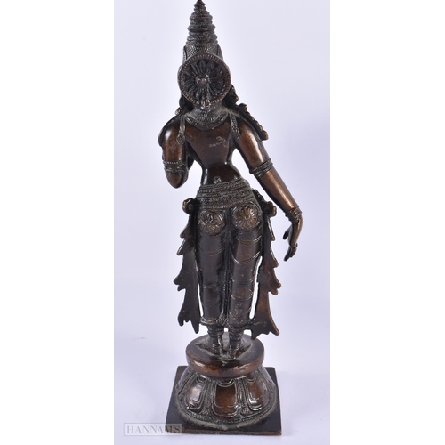 793 - AN ANTIQUE INDIAN BRONZE together with a Chinese enamelled brass box & an African tribal head rest. ... 