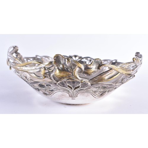 80 - AN ART NOUVEAU PEWTER BUTTERFLY BASKET possibly WMF. 24 cm x 30 cm.