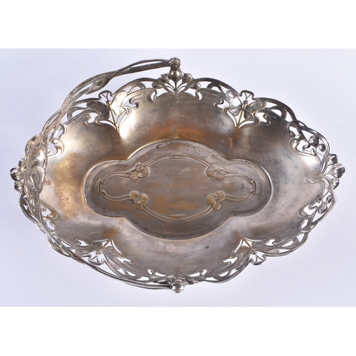 80 - AN ART NOUVEAU PEWTER BUTTERFLY BASKET possibly WMF. 24 cm x 30 cm.