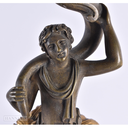 800 - A LARGE PAIR OF 19TH CENTURY FRENCH BRONZE FIGURAL CANDLEABRA. 47 cm high.