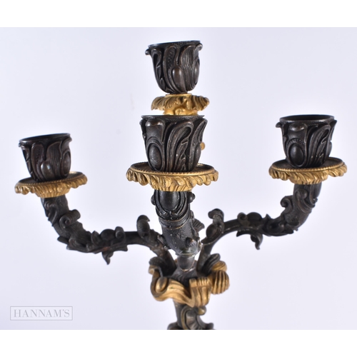 800 - A LARGE PAIR OF 19TH CENTURY FRENCH BRONZE FIGURAL CANDLEABRA. 47 cm high.