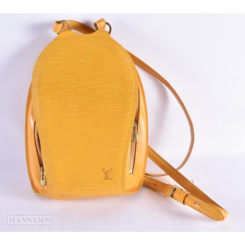 805 - A LOUIS VUITTON YELLOW SHOULDER BAG. Bag excluding straps 27 cm x 20 cm.