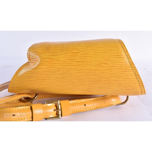 805 - A LOUIS VUITTON YELLOW SHOULDER BAG. Bag excluding straps 27 cm x 20 cm.