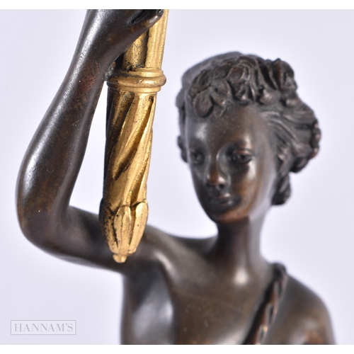 808 - A LARGE 19TH CENTURY FRENCH BRONZE FIGURAL CANDLEABRA. 59 cm high.