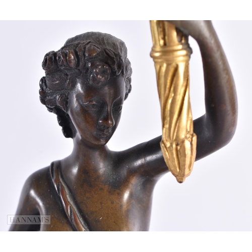 808 - A LARGE 19TH CENTURY FRENCH BRONZE FIGURAL CANDLEABRA. 59 cm high.